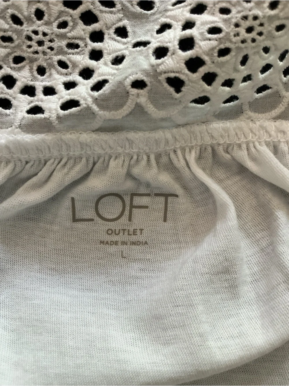 LOFT White Eyelet Square-Neck Blouse
